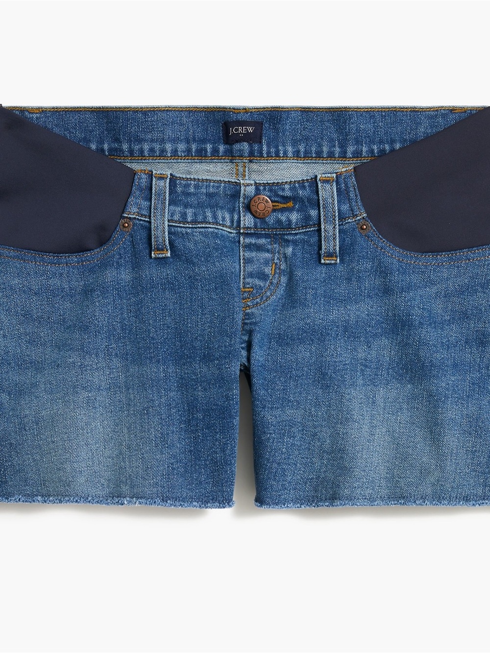 J. Crew Blue Denim Maternity Shorts with Navy Side Panels Size 28